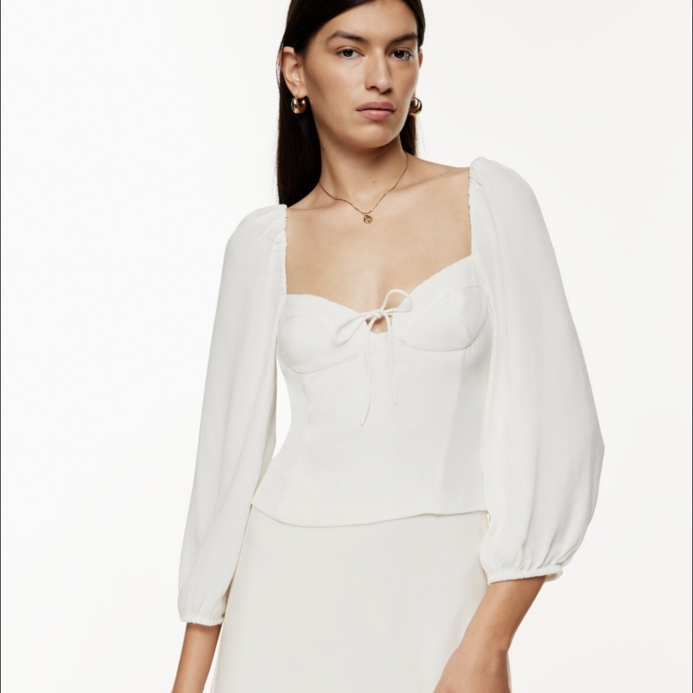 Wilfred Novella Cream Puff Sleeve Blouse